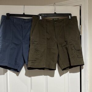 Eddie Bauer Women’s Cargo Shorts in Navy and Olive